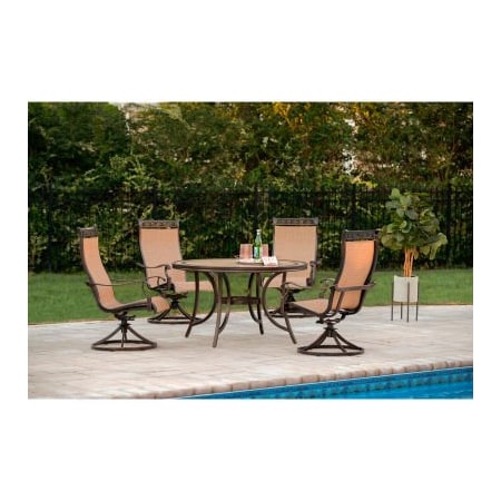 Almo Fulfillment Services Hanover Monaco 5 Piece Outdoor Dining Set w/ 4 Sling Swivel Rockers MONACO5PCSW